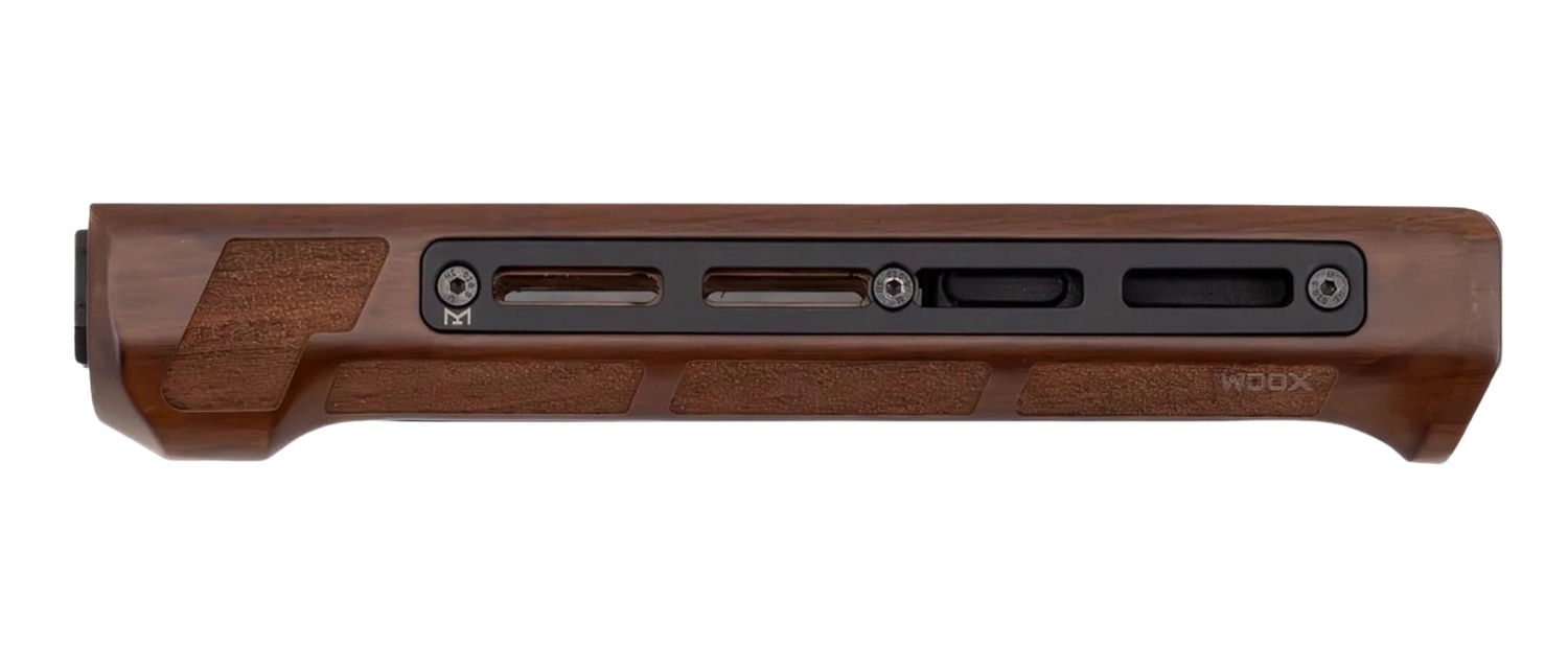 Wooden rifle handguard with black M-LOK rail
