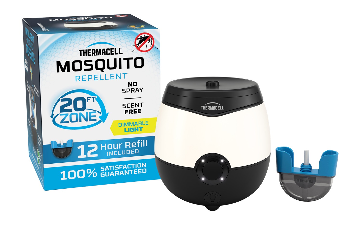 Thermacell mosquito repellent device with box and refill