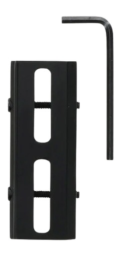 Black metal mounting bracket with Allen wrench