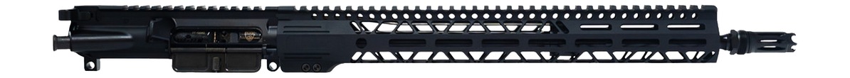 Black AR-15 style rifle upper assembly