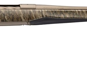 Camouflage bolt-action hunting rifle on white background