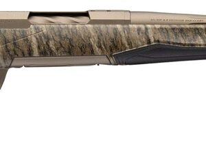 Camouflage bolt-action rifle with long barrel