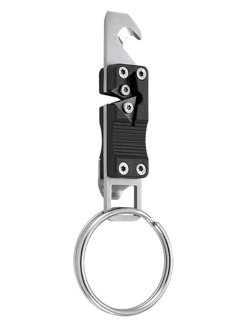 Metal keychain multi-tool with hook and key ring