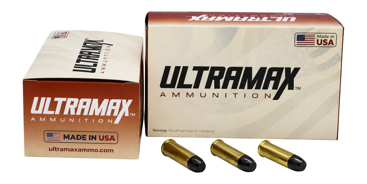 Ultramax Ammunition boxes and three brass cartridges