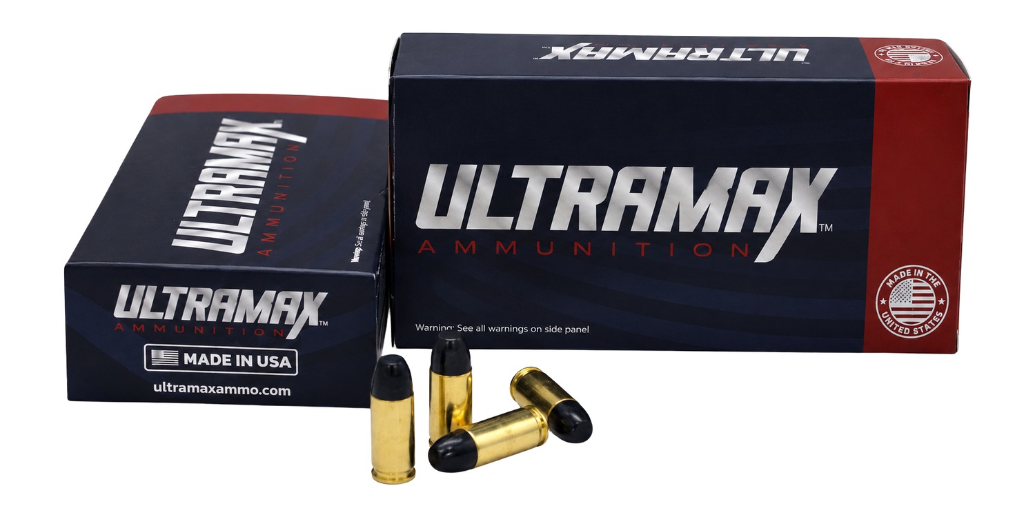 Ultramax ammunition boxes with handgun cartridges