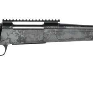 Bolt-action rifle with camouflage stock on white