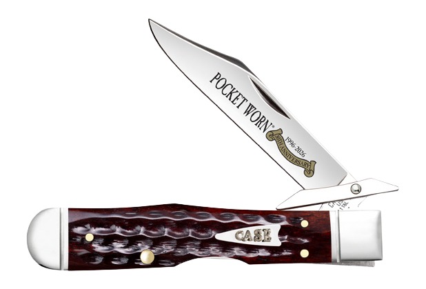 Case Pocket Worn folding knife with red handle