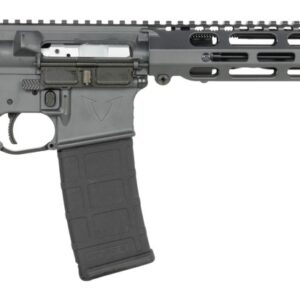 Modern AR-15 style rifle on white background