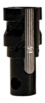 Black cylindrical metal tool component with textured grip