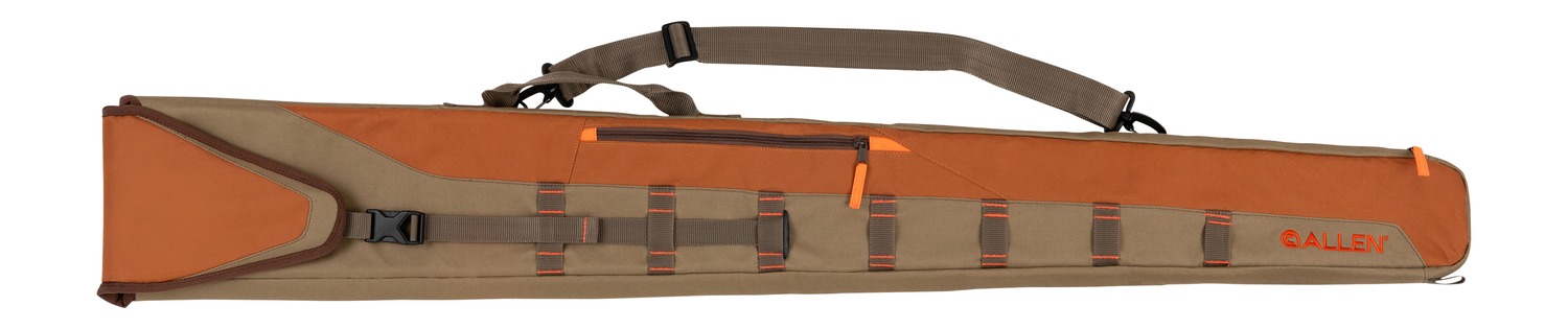 Tan and orange rifle case with strap