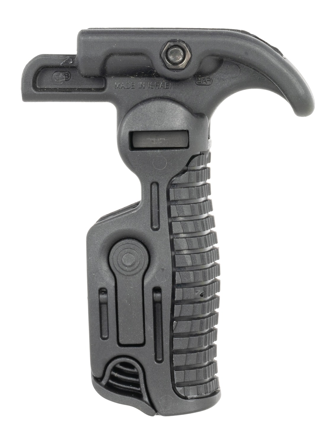 Black tactical foregrip with integrated bipod