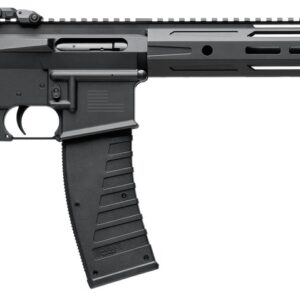 Black modern semi-automatic rifle with detachable magazine