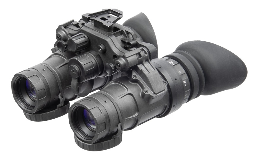 Night vision binocular goggles on white background