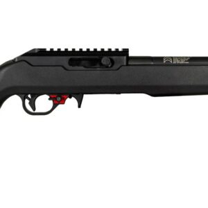 Black bolt-action rifle on white background