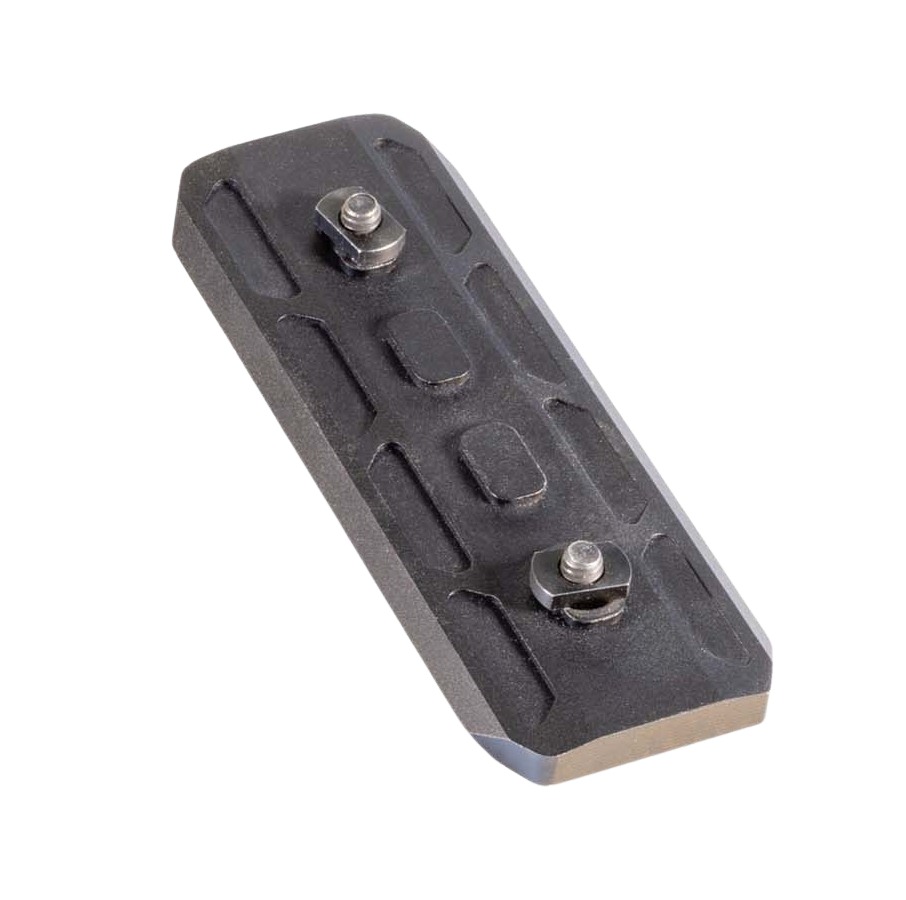 Black metal mounting plate with two bolts