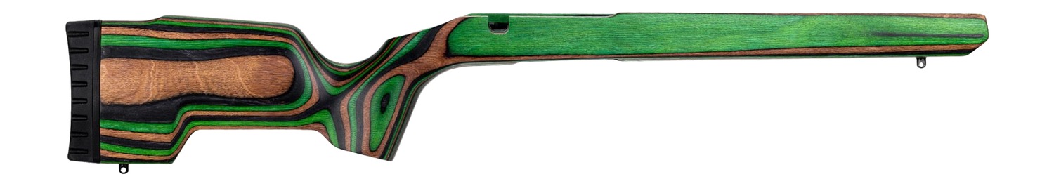 Green and brown laminated rifle stock