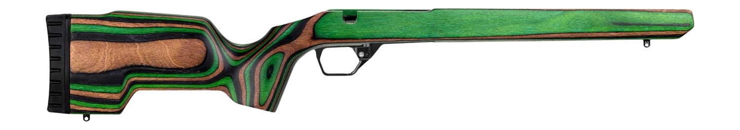 Green and brown laminated rifle stock