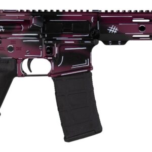 Maroon AR-style rifle with pistol brace