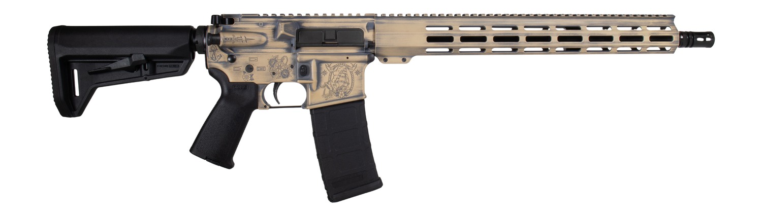 AR-style semi-automatic rifle on white background