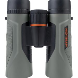 Green and black Athlon binoculars front view