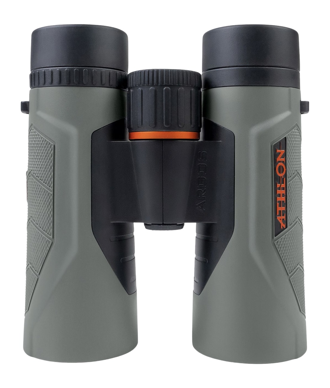 Green and black Athlon binoculars front view