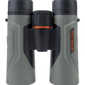 Green Athlon binoculars with black focus wheel