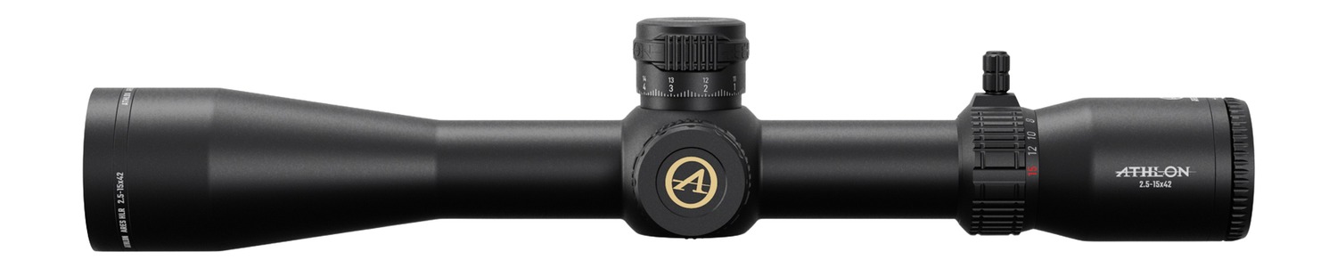 Athlon 2.5-15x42 rifle scope on white background