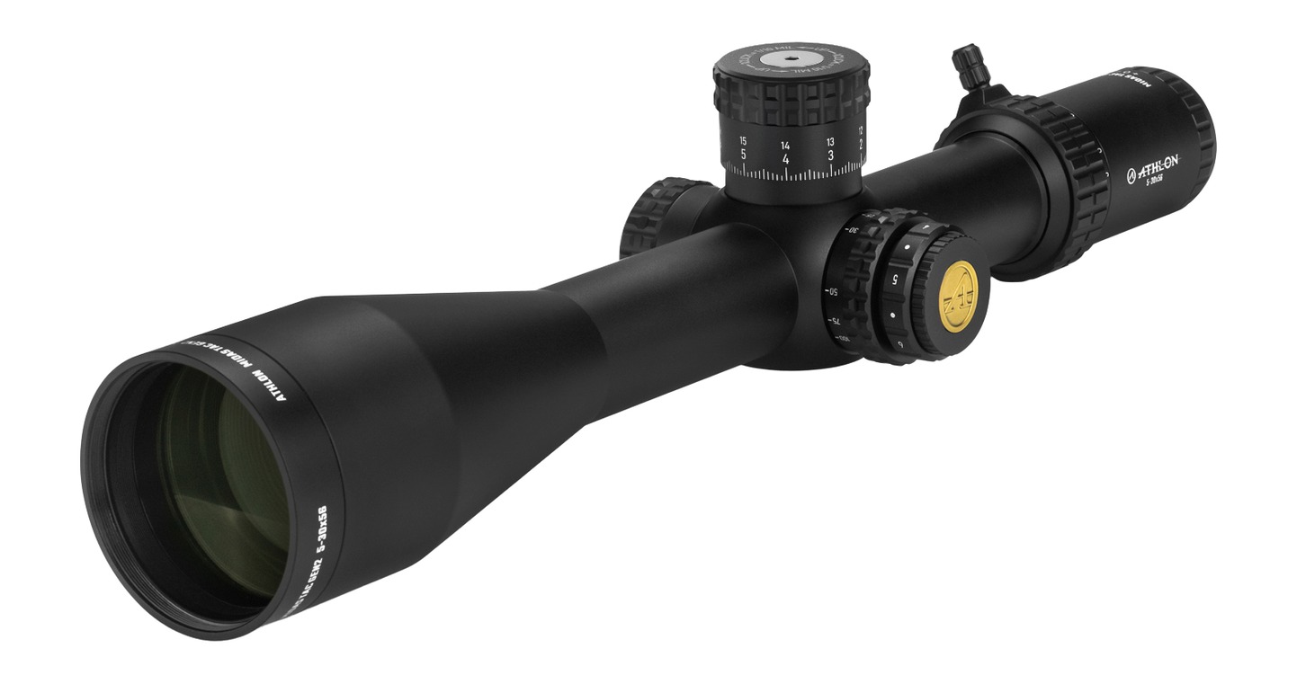 Black Athlon rifle scope isolated on white background