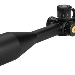 Black rifle scope with adjustment turrets