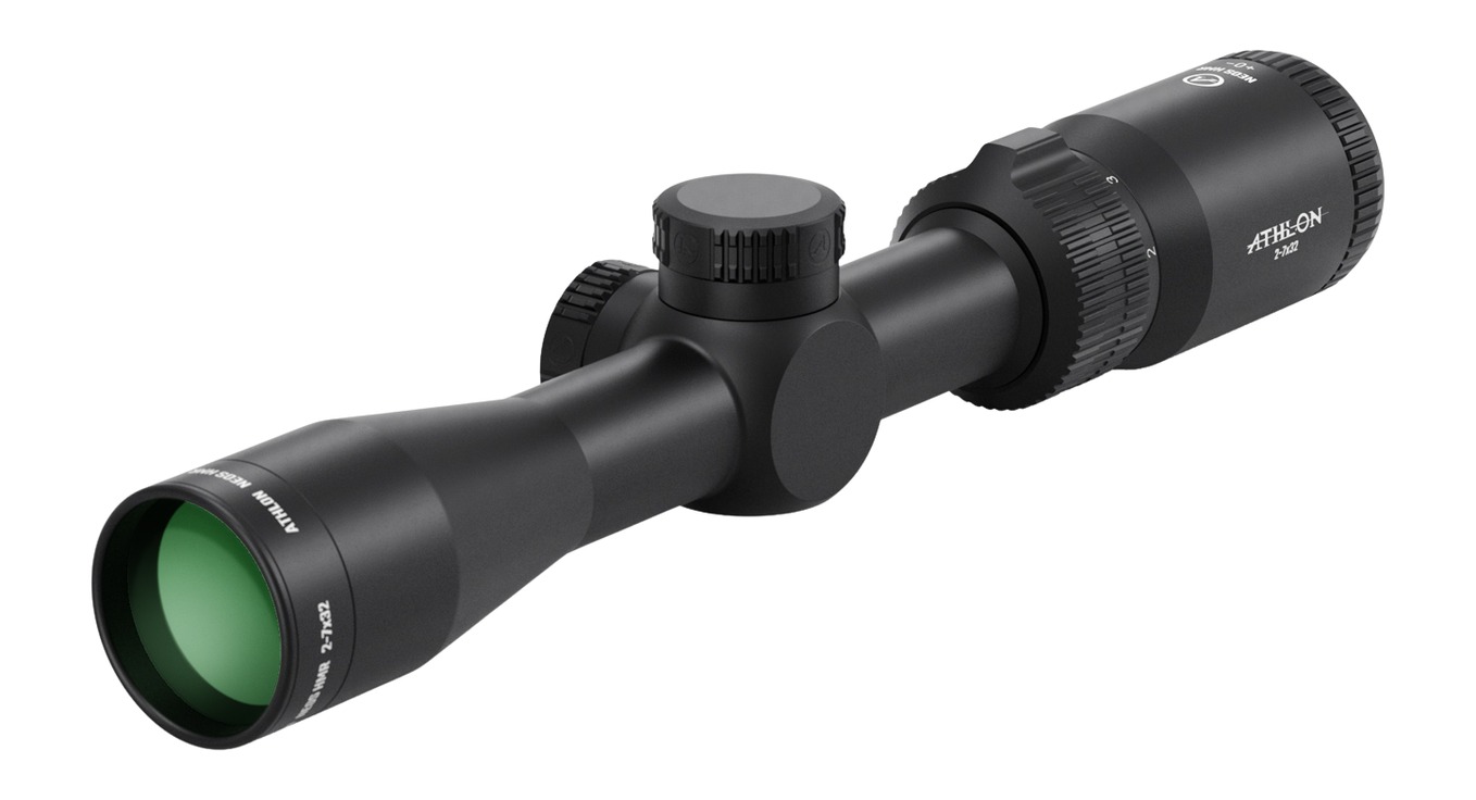 Black Athlon 2-12x42 rifle scope on white