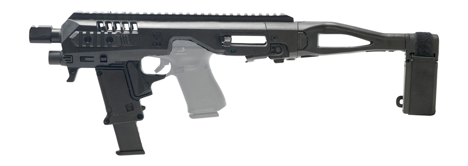 Handgun with carbine conversion kit and brace