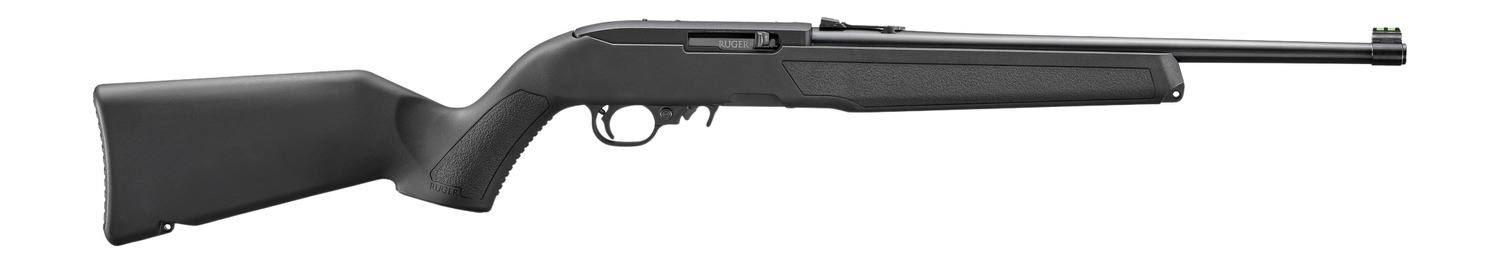 Black bolt-action rifle on white background