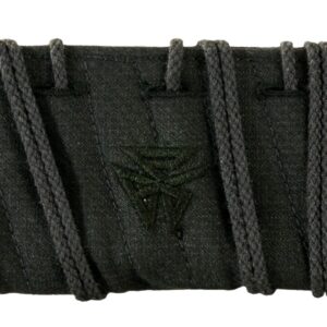 Black canvas roll-up pouch with cord ties