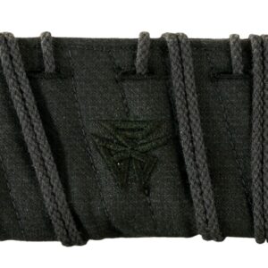 Black fabric tool roll with wrapped cords