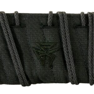 Black fabric tool roll with wrapped cords