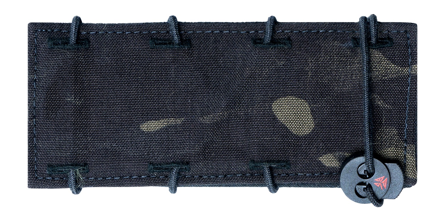 Camouflage tactical pouch with elastic cord loops