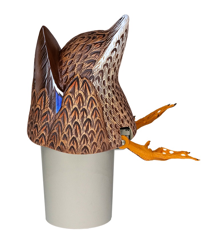 Duck-shaped novelty cup with realistic head and feet