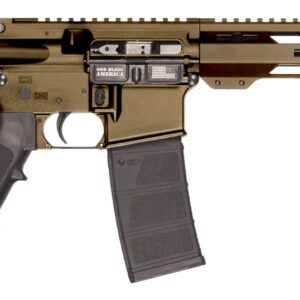 Bronze and black AR-style semi-automatic rifle