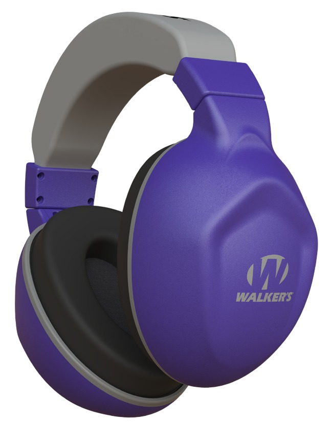 Purple over-ear hearing protection earmuffs