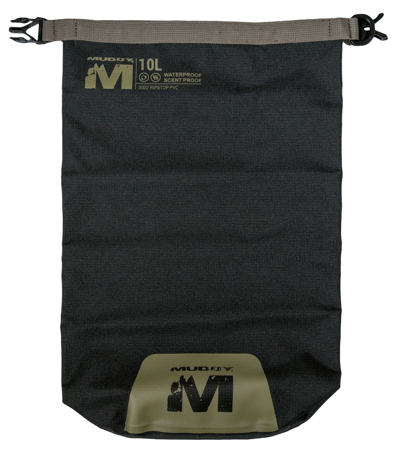 Black waterproof scent-proof storage bag with strap