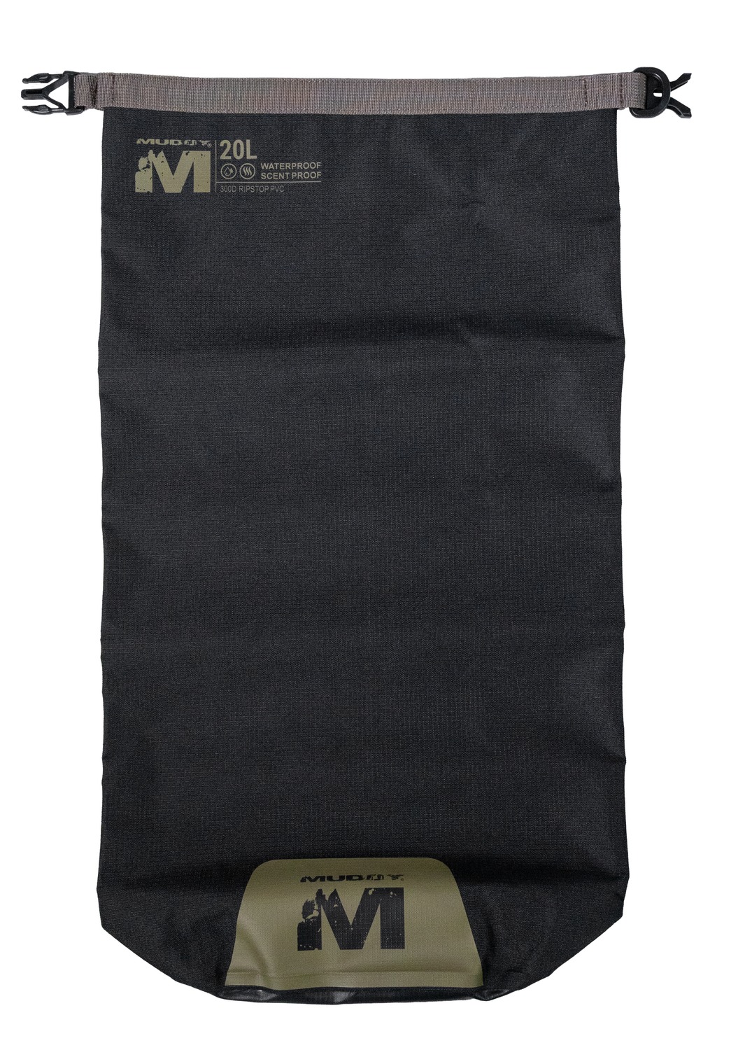 Black 20L waterproof roll-top dry bag