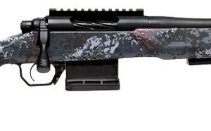 Bolt-action rifle with camouflage stock and rail