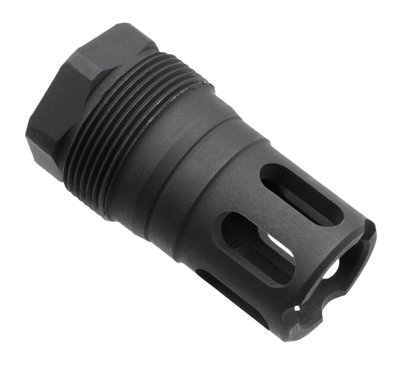 Black metal rifle muzzle brake attachment