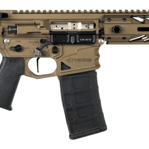 Tan AR-style pistol with brace and magazine