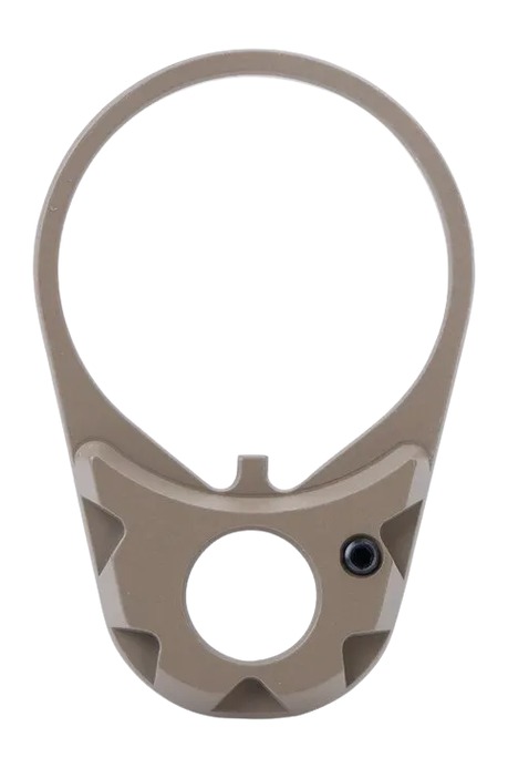 Tan metal sling mount with circular loop