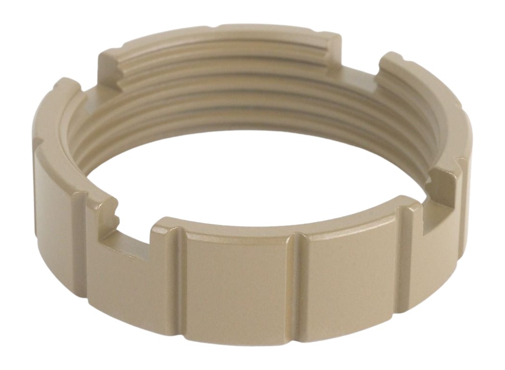 Beige plastic threaded locking ring