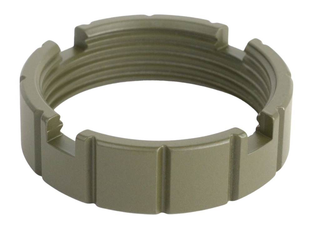 Plastic threaded locknut ring with notched exterior