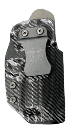 Carbon fiber handgun holster with metal clip