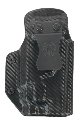 Black carbon fiber handgun holster with belt clip