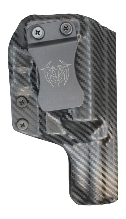 Carbon fiber handgun holster with metal belt clip